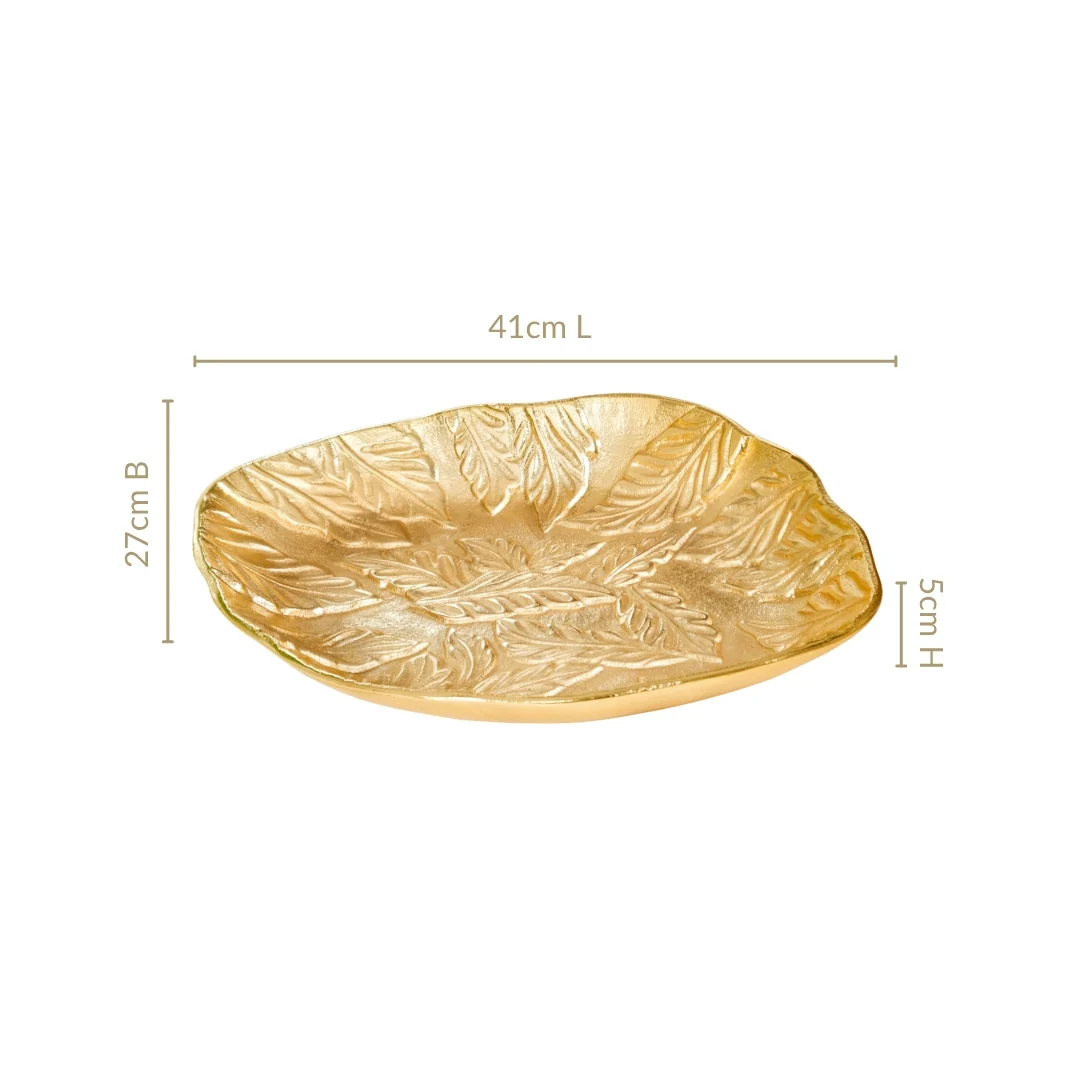 Statement Leaf Embossed Large Table Decorative Tray - Image 3