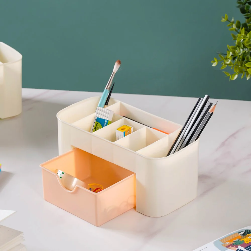 Stationery Organizer With Drawer Beige - Image 5