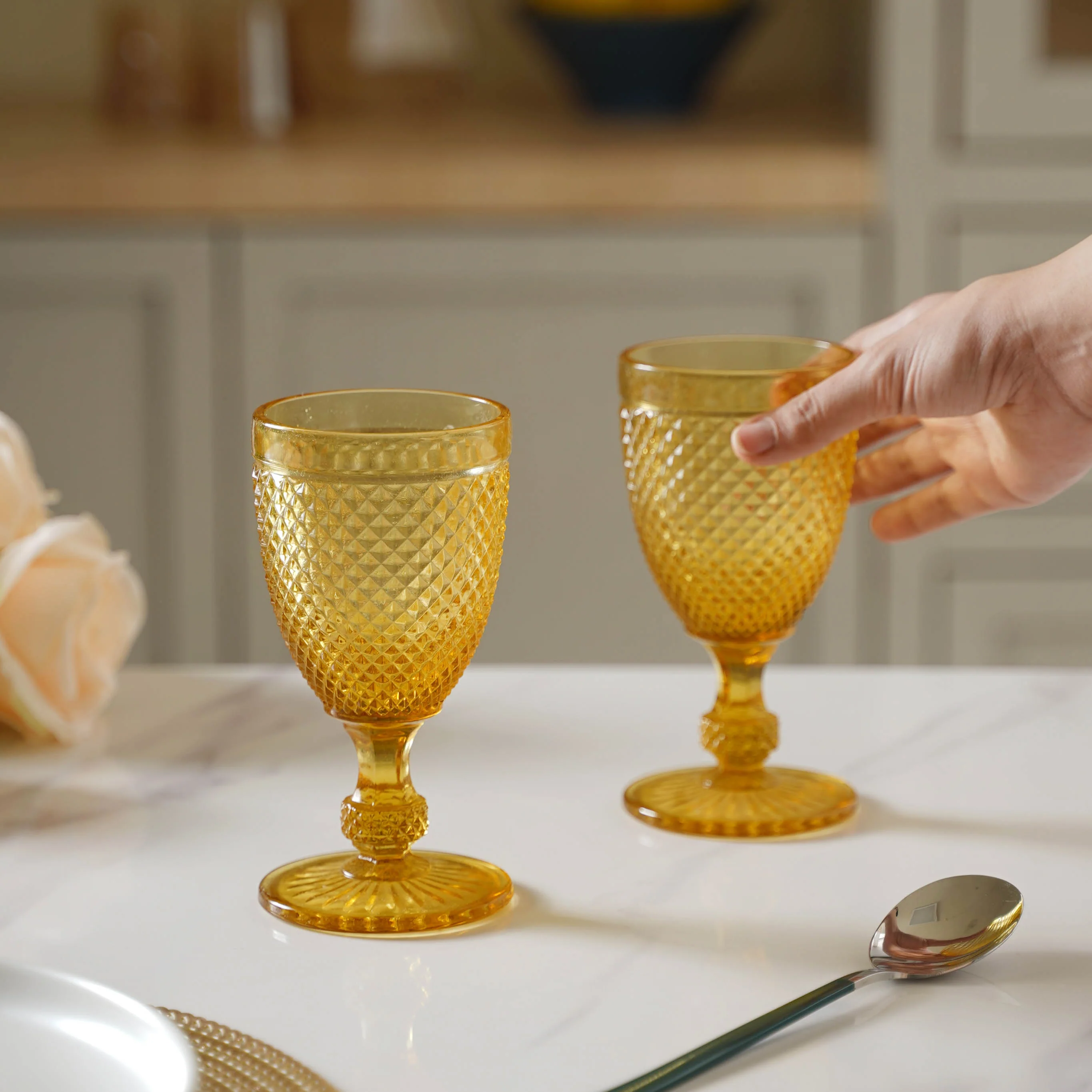 Stemmed Crystal Glass Set of 2 - Image 3
