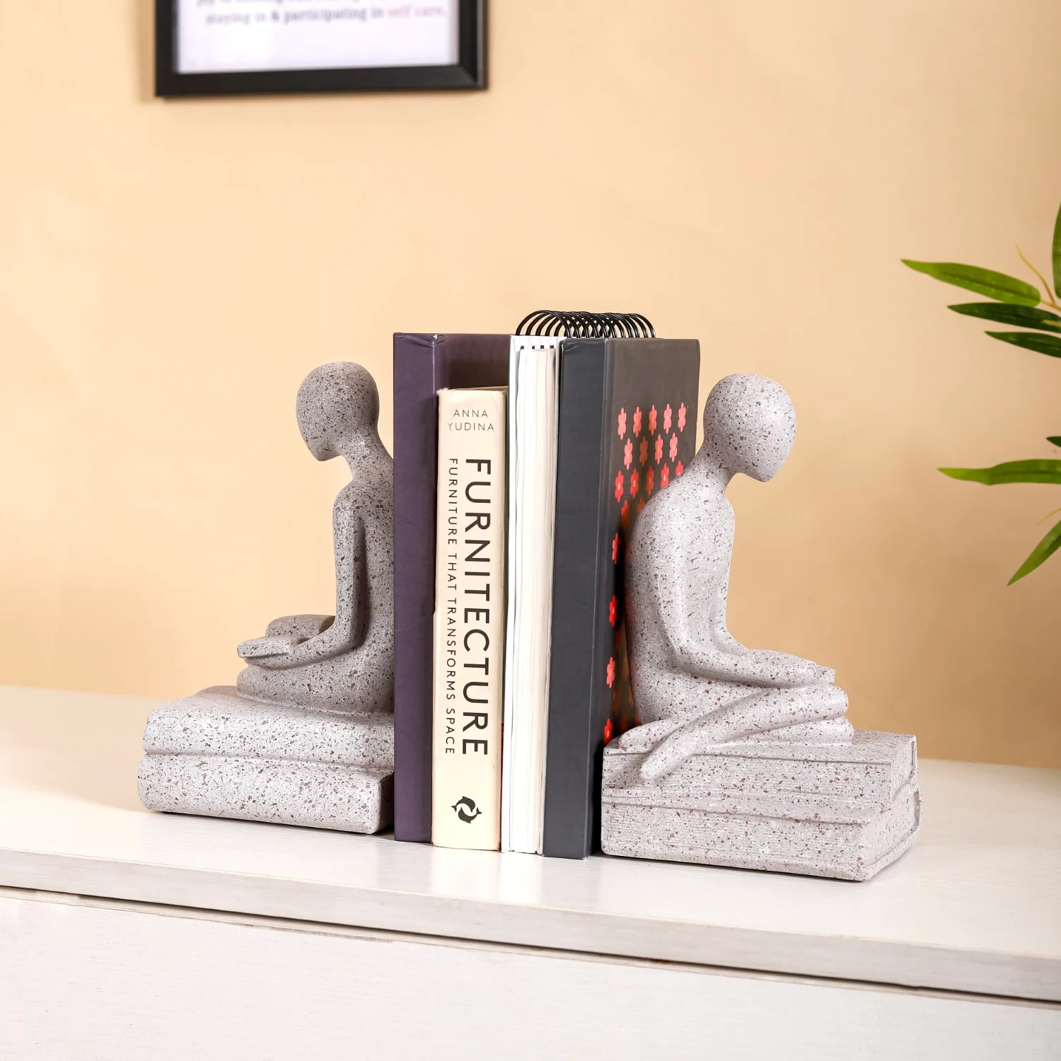 Stone Finish Sitting Statue Bookends - Image 2