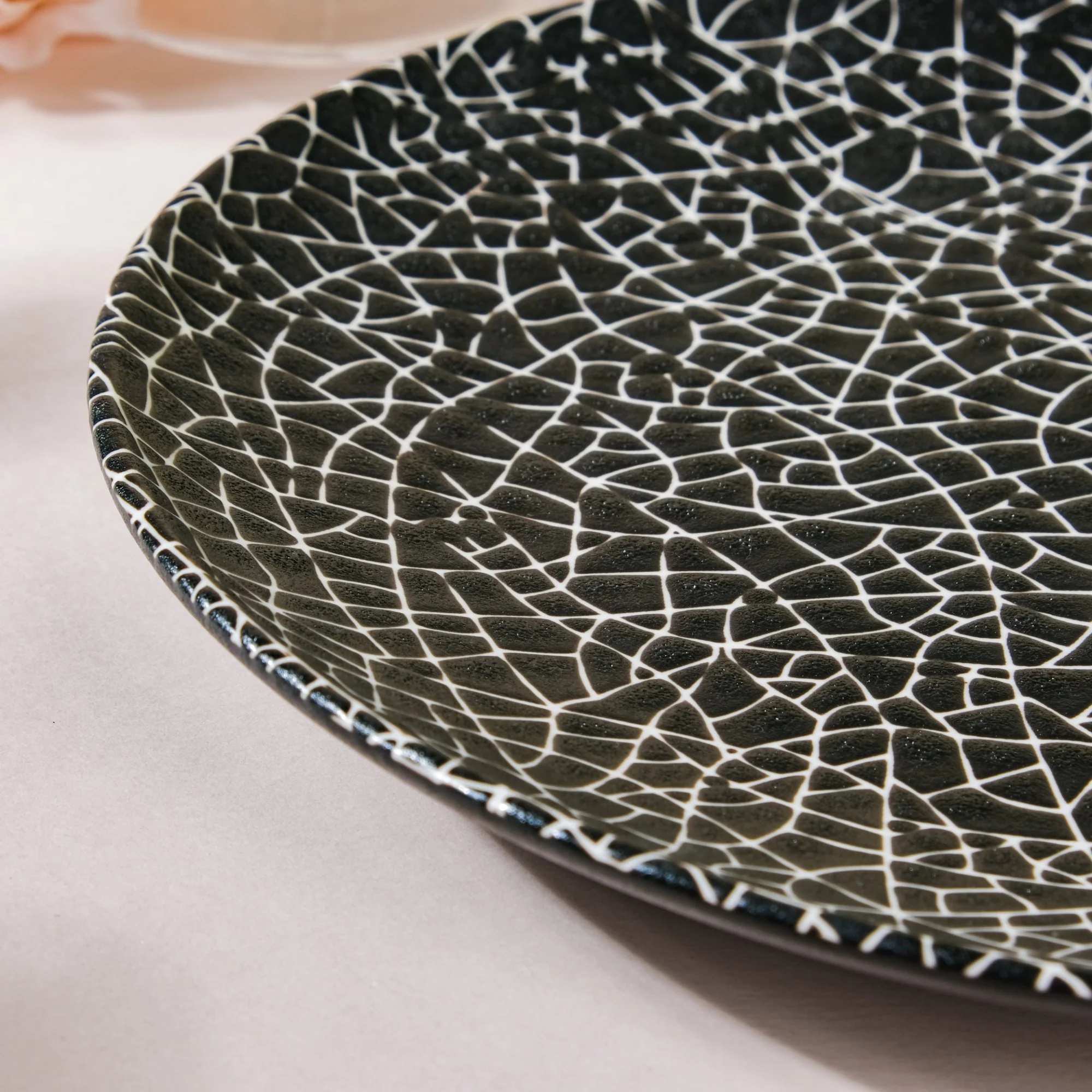 Stone Patterned Ceramic Dinner Plate Black 9.5 Inch - Image 5