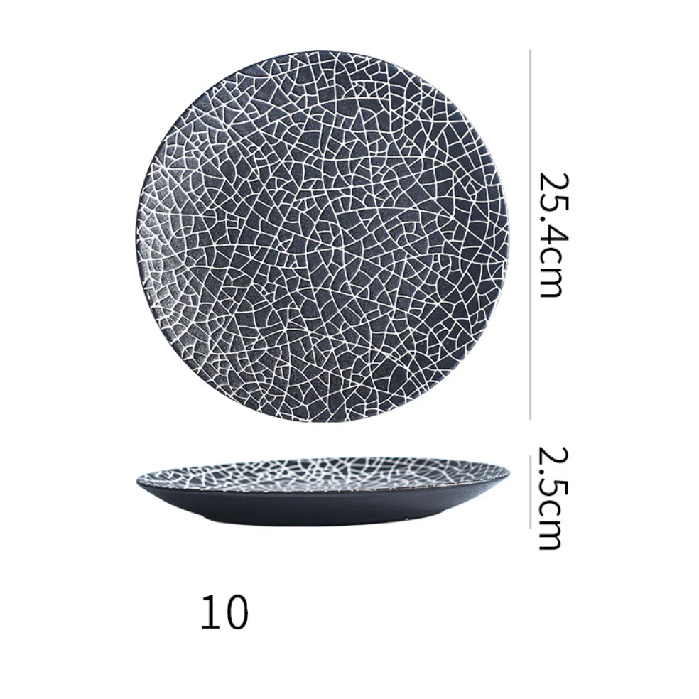 Stone Patterned Ceramic Dinner Plate Black 9.5 Inch - Image 7