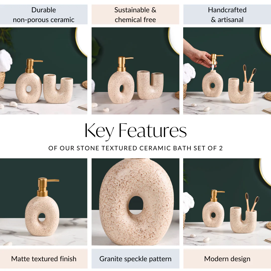 Stone Texture Modern Bathroom Set Of 2 Sand - Image 5