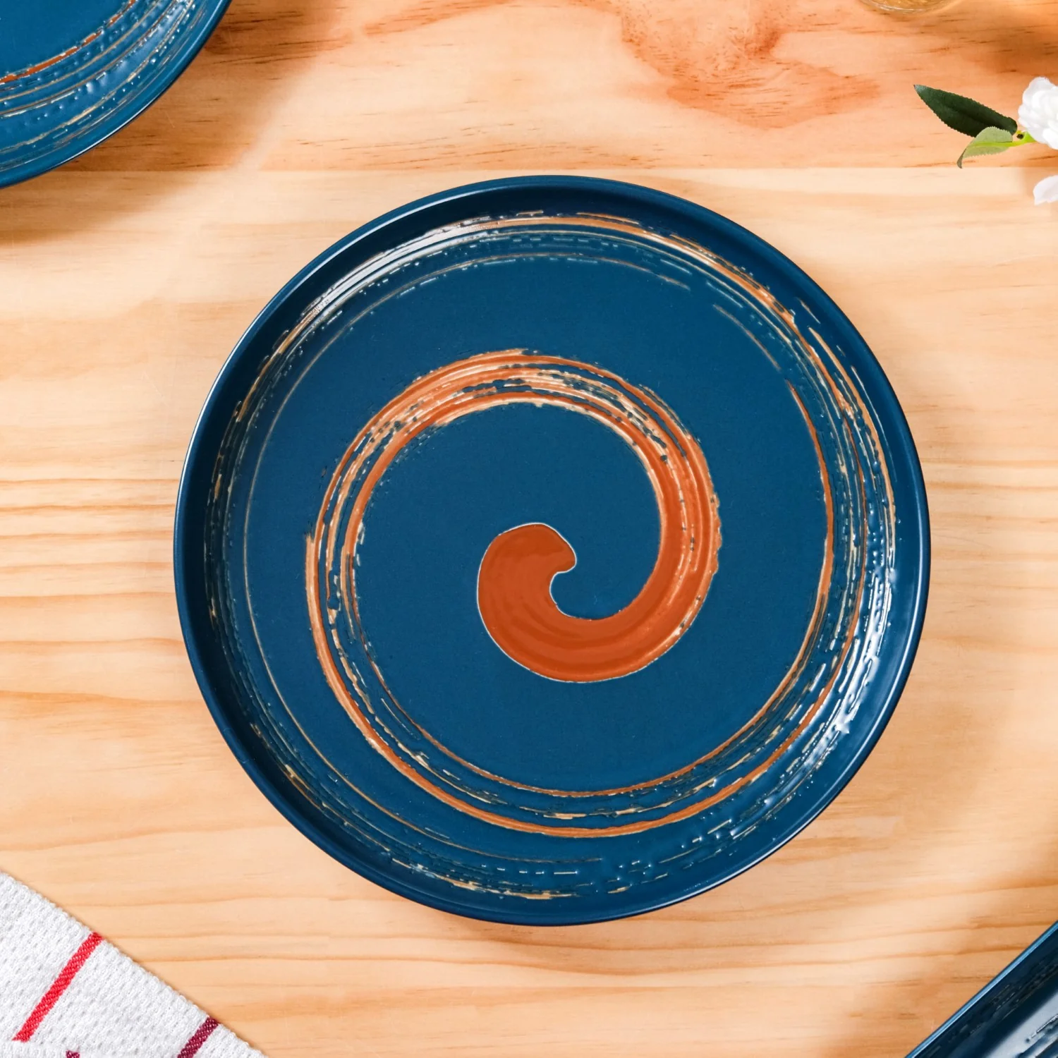 Stoneware Ceramic Dinner Plates Navy Blue Set Of 4 10 Inch - Image 3