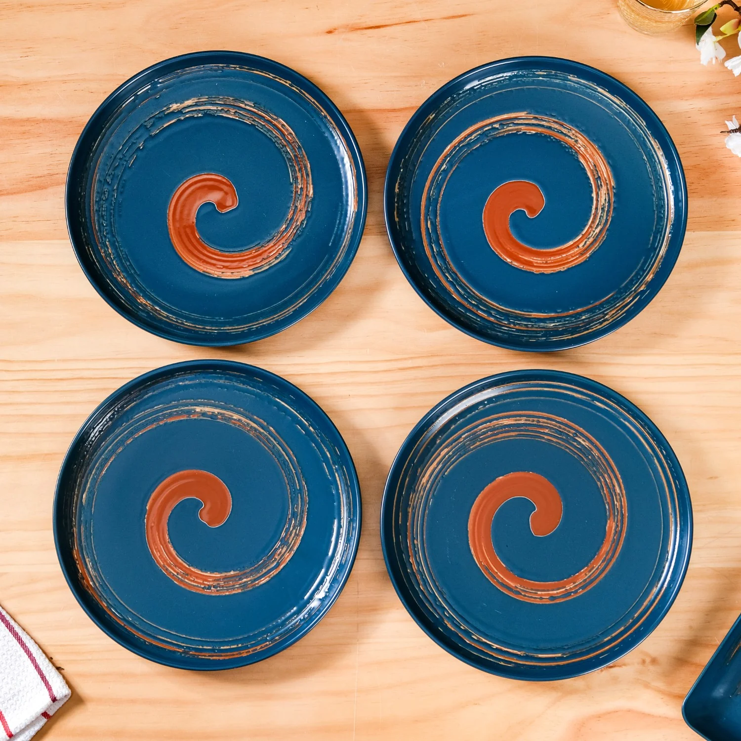 Stoneware Ceramic Dinner Plates Navy Blue Set Of 4 10 Inch - Image 9