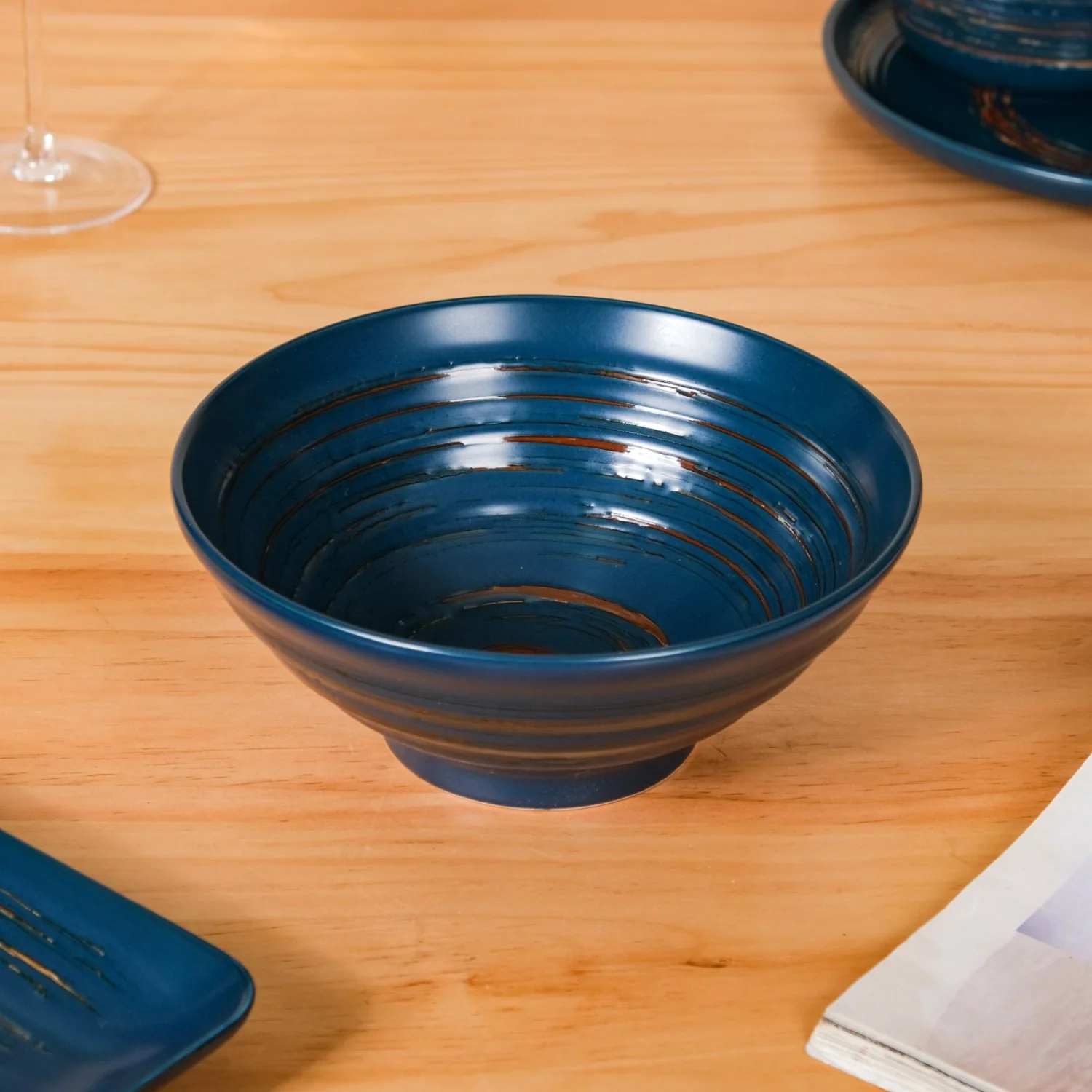 Stoneware Matte 22-Piece Dinner Set For 6 Blue - Image 17