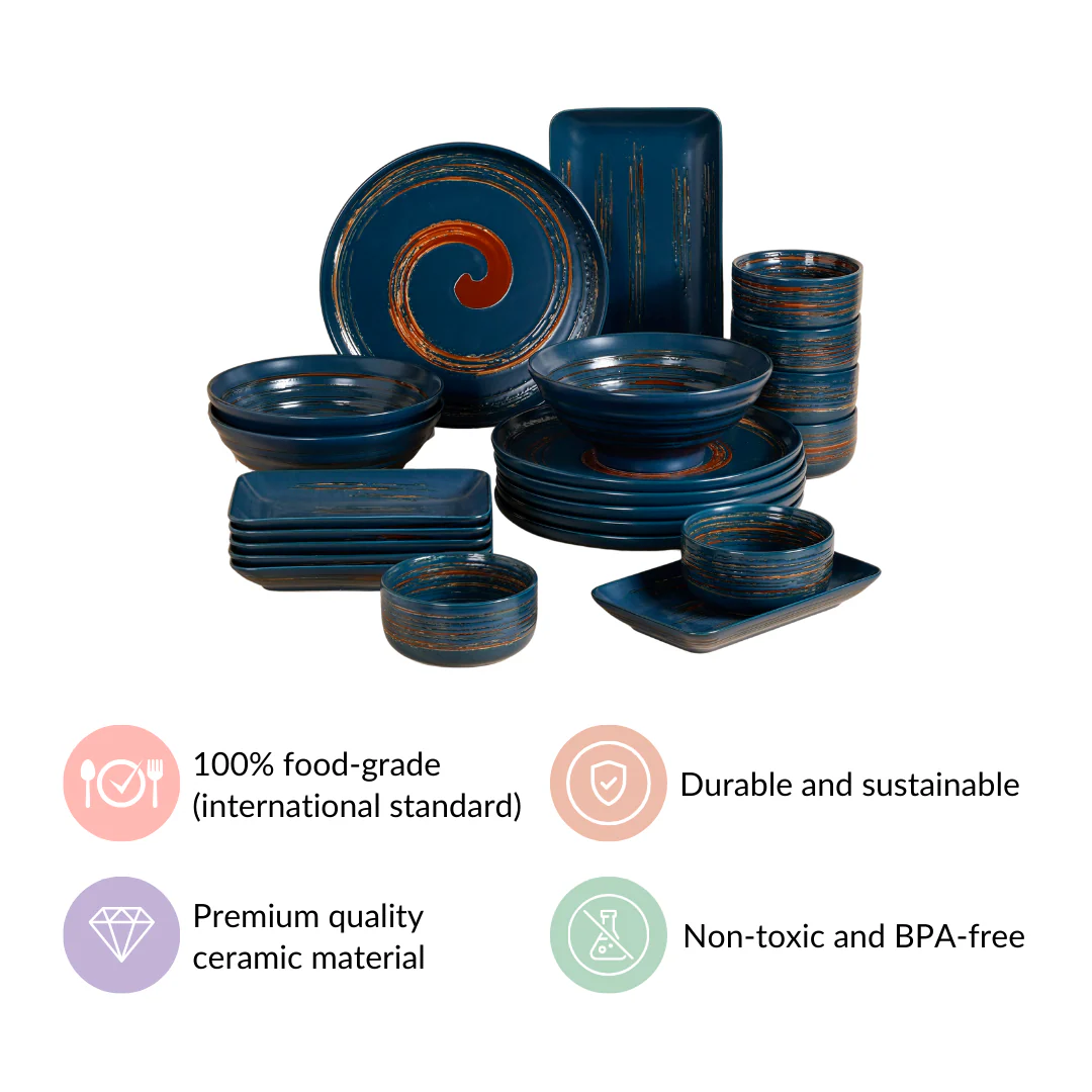 Stoneware Matte 22-Piece Dinner Set For 6 Blue - Image 5