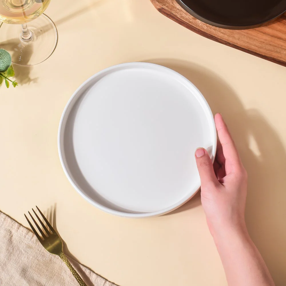 Modern Stoneware Snack Plate White - Image 2