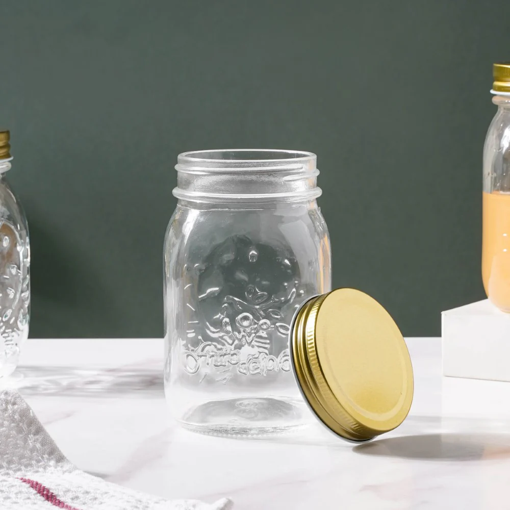 Storage Glass Jar With Gold Lid Set Of 6 450ml - Image 6