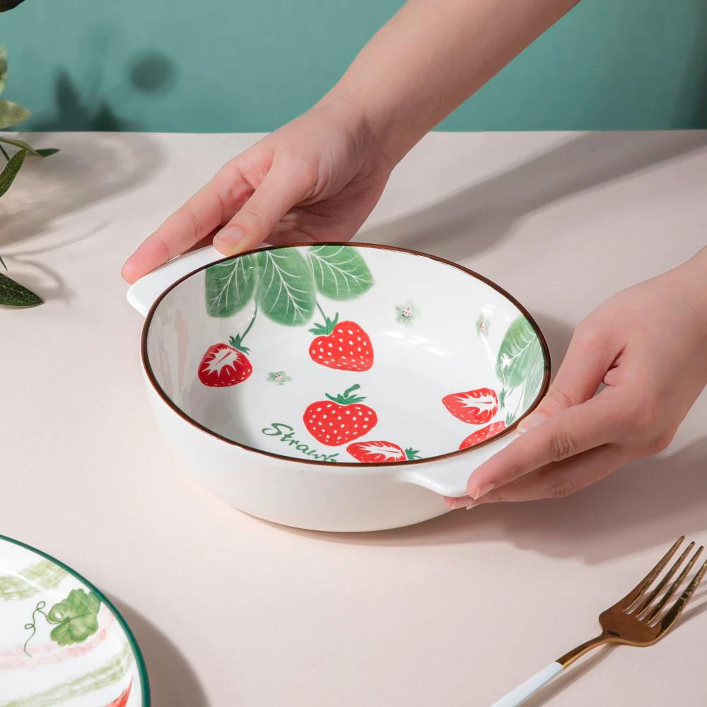 Strawberry Baking Bowl With Handles 7.5 Inch 500 ml - Image 2
