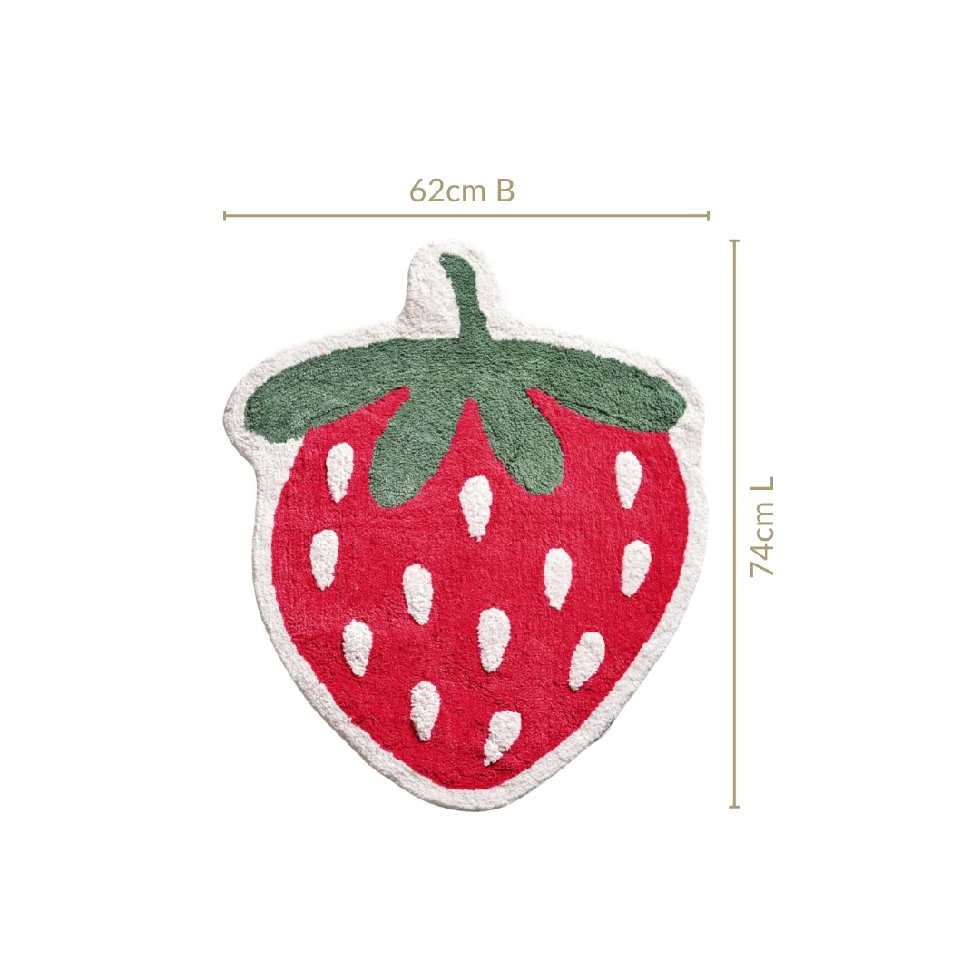Strawberry Cotton Anti Slip Floor Mat 74x62cm - Image 3