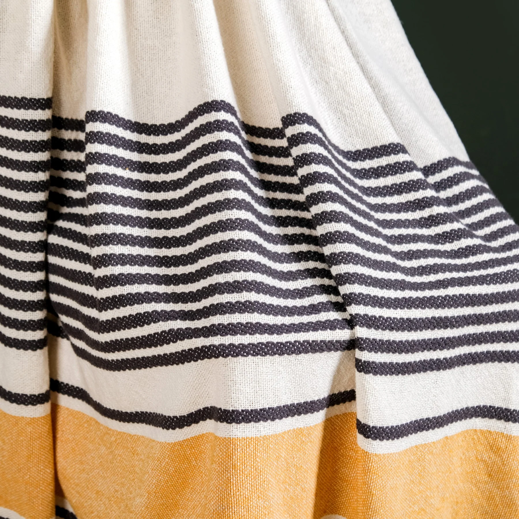 Stripe Story Minimalist Pure Cotton Throw With Boho Balls - Image 2