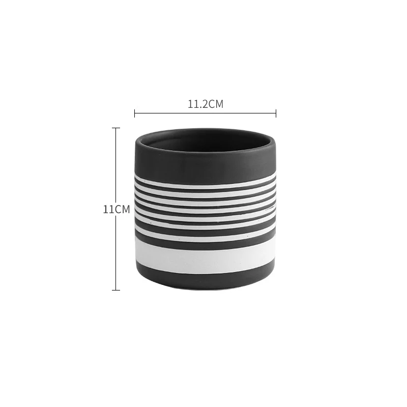 Striped Black and White Vase - Image 2