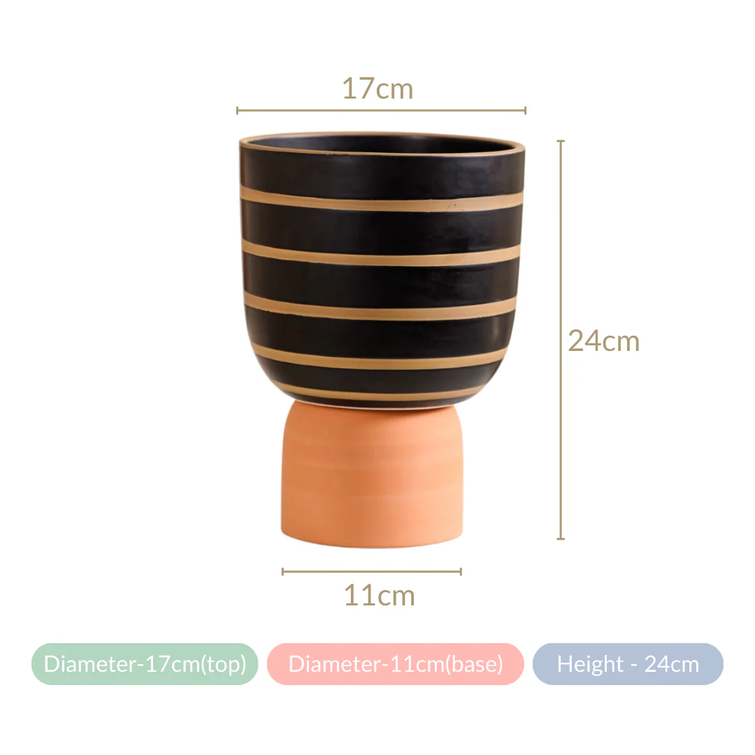 Striped Ceramic Flower Vase Black - Image 7