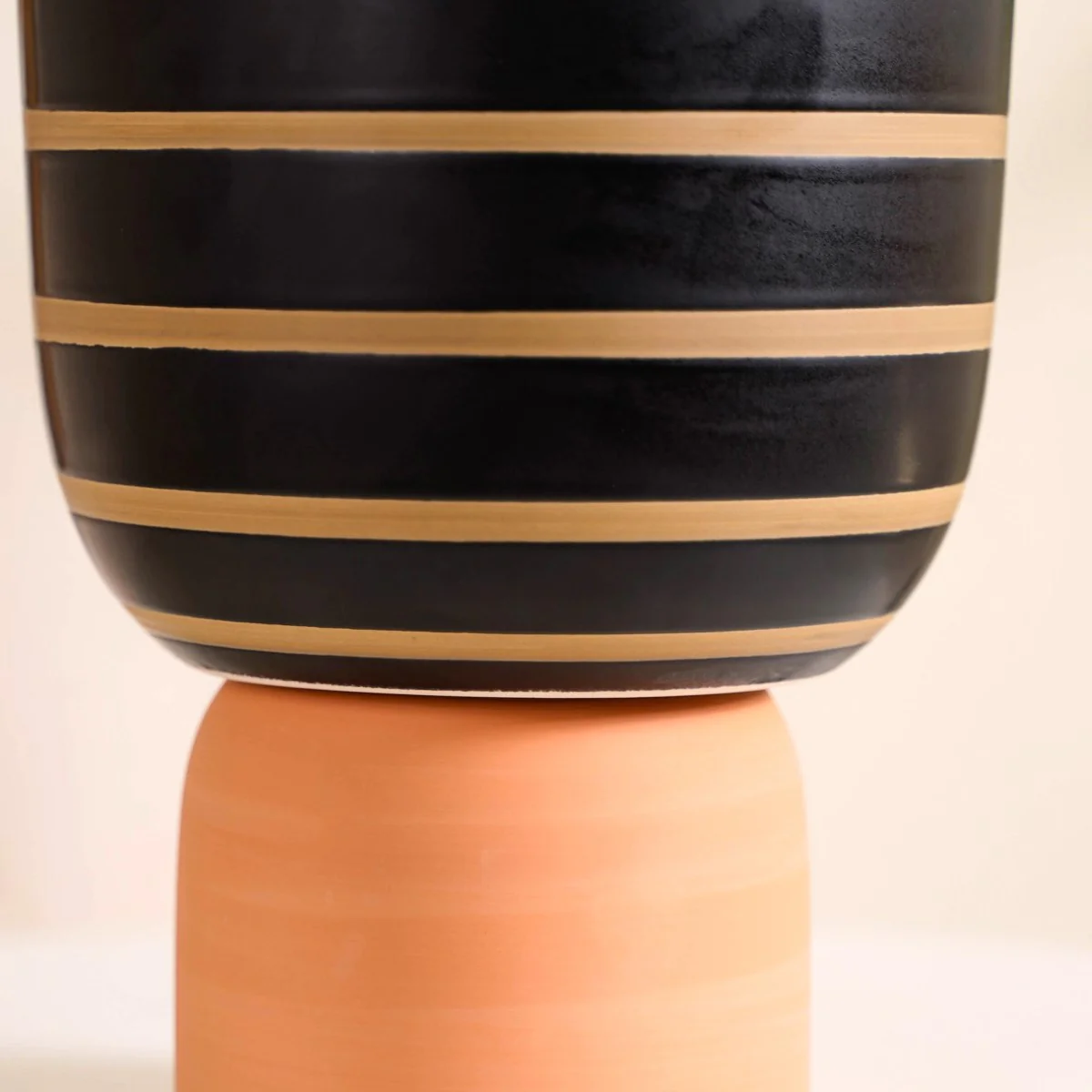 Striped Ceramic Flower Vase Black - Image 8