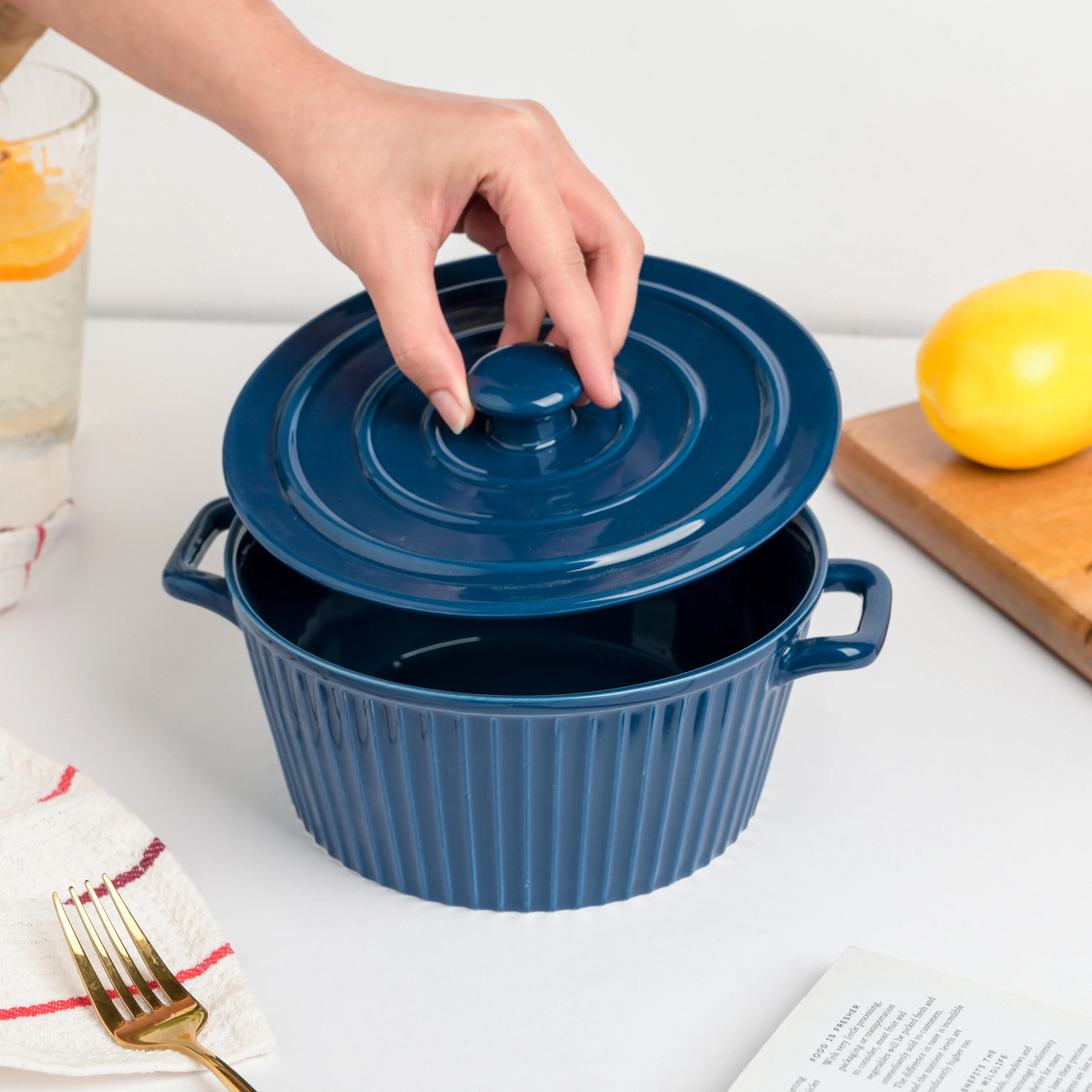 Striped Cooking Pot with Lid - Image 7