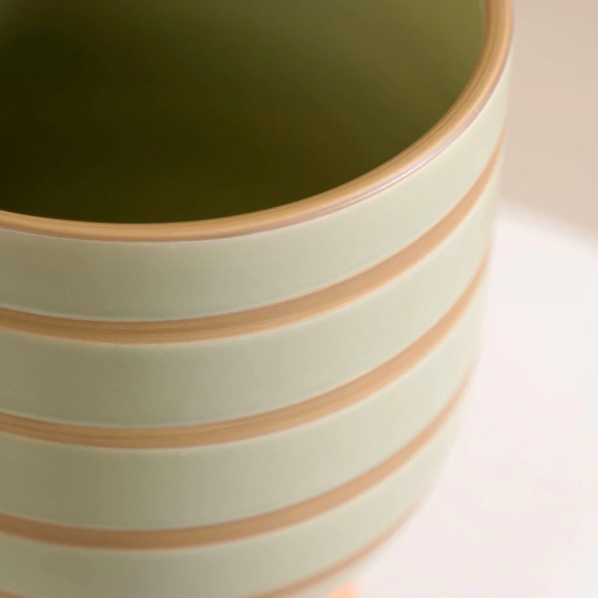 Striped Terra Ceramic Flower Pot Green - Image 9
