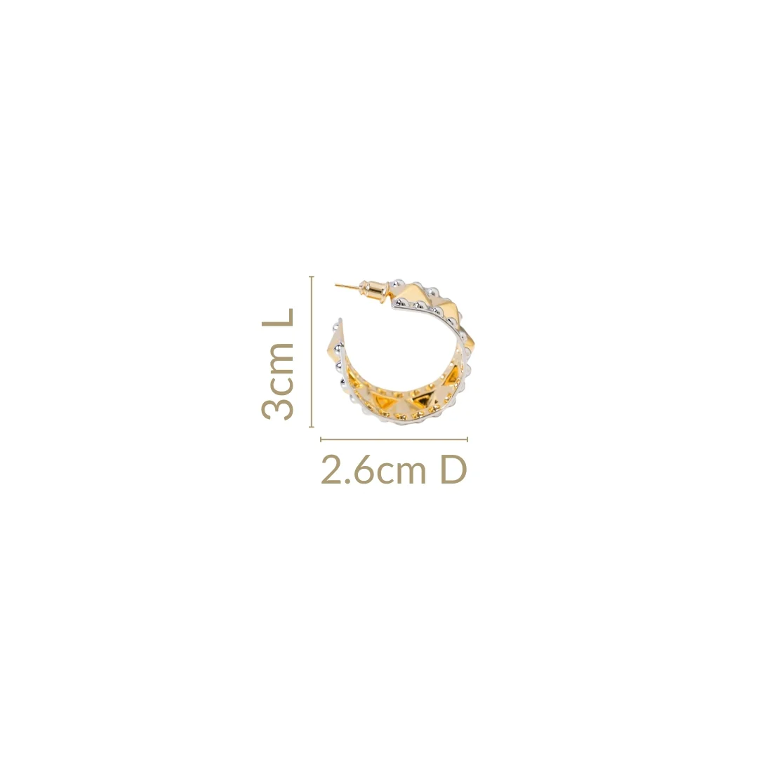 Studded Dual Tone Hoops - Image 3