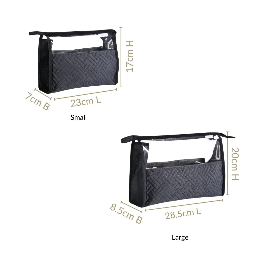 Stylish Black Travel And Makeup Pouch Set Of 2 - Image 3