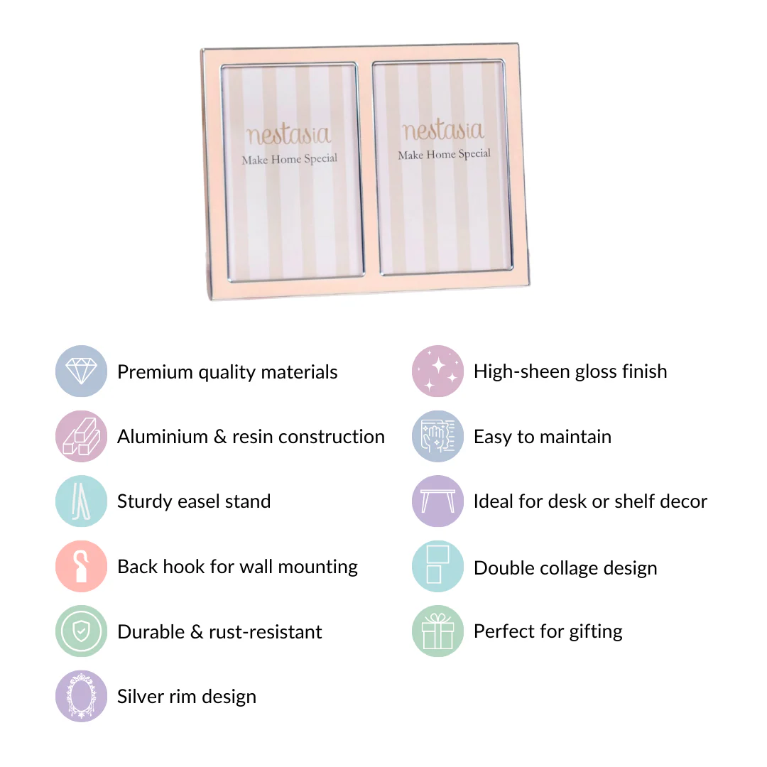Stylish Double Collage Photo Frame Peach 8.5"x6.5" - Image 4