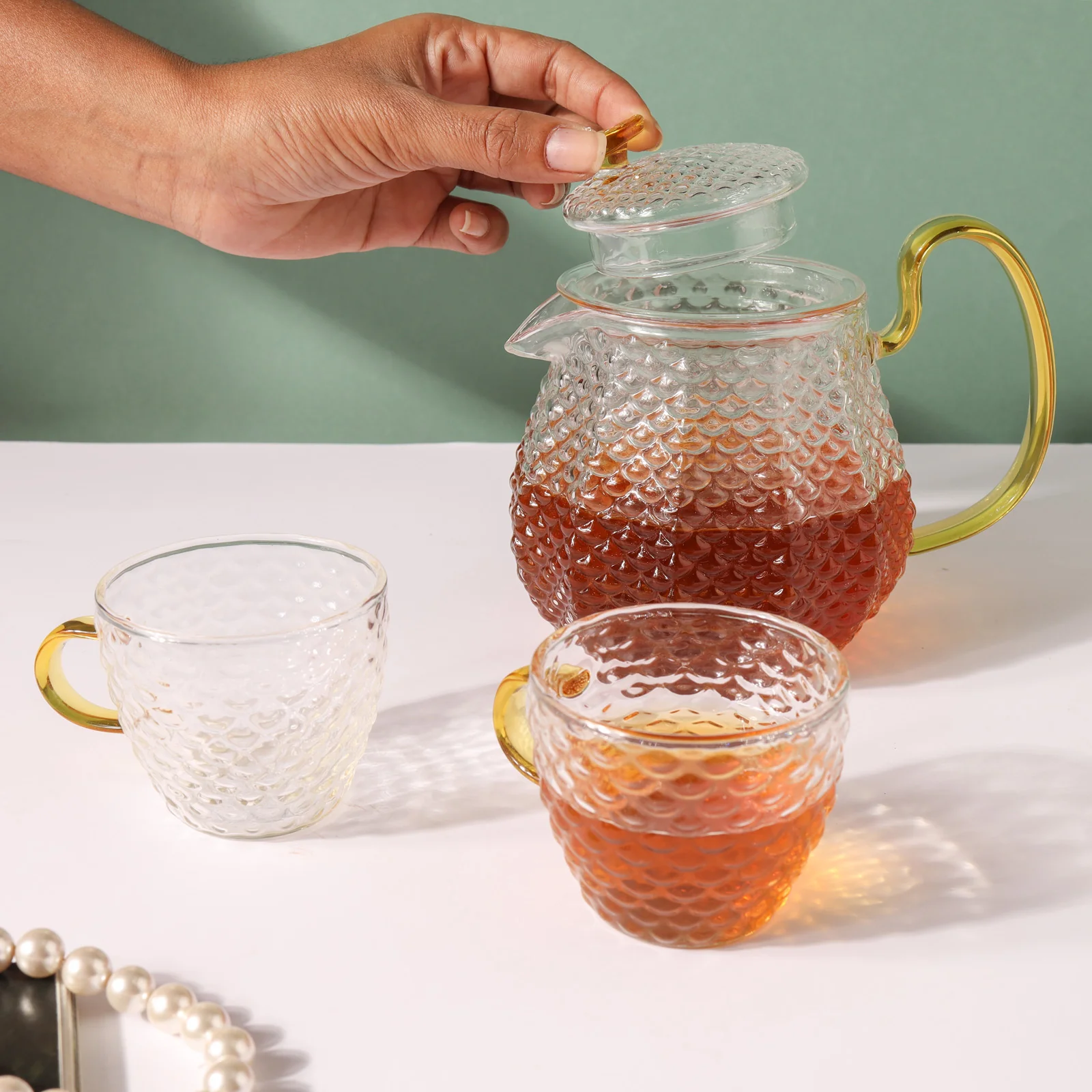 Stylish Glass Tea Set of 5 - Image 7