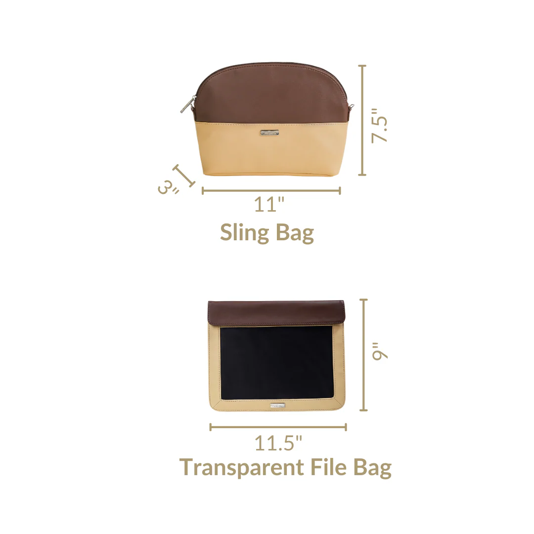 Stylish Sling Bag And File Bag Set Of 2 Beige - Image 8