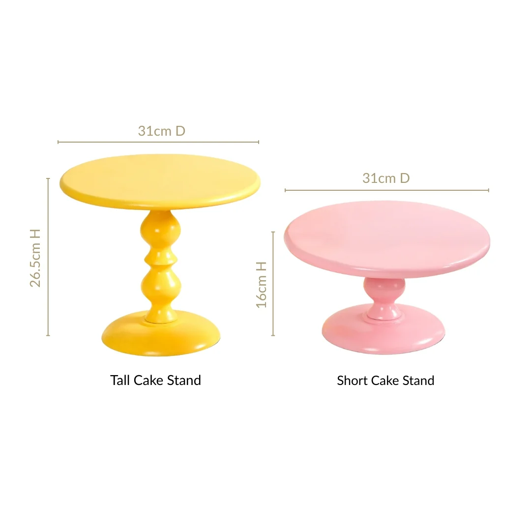 Sugar Pop Round Cake Stand Set Of 2 Pink And Yellow - Image 4