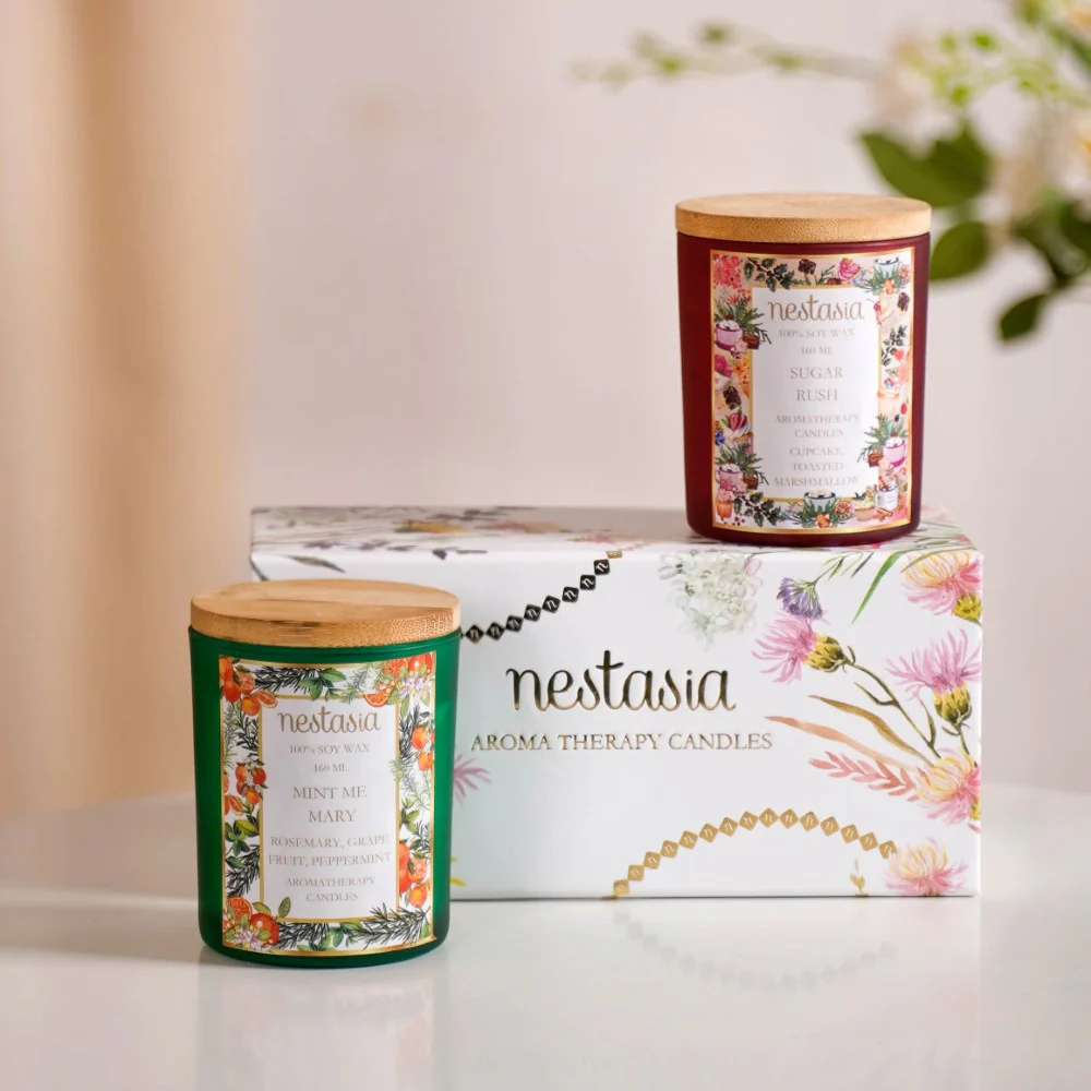 Sugar Rush & Mint Rosemary Scented Candles Set Of 2 - Image 3