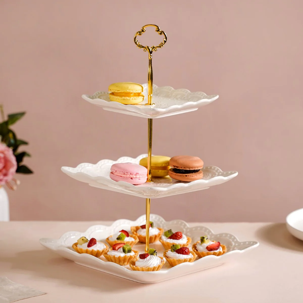 Sugar Square White 3-tier Cupcake Stand - Image 5