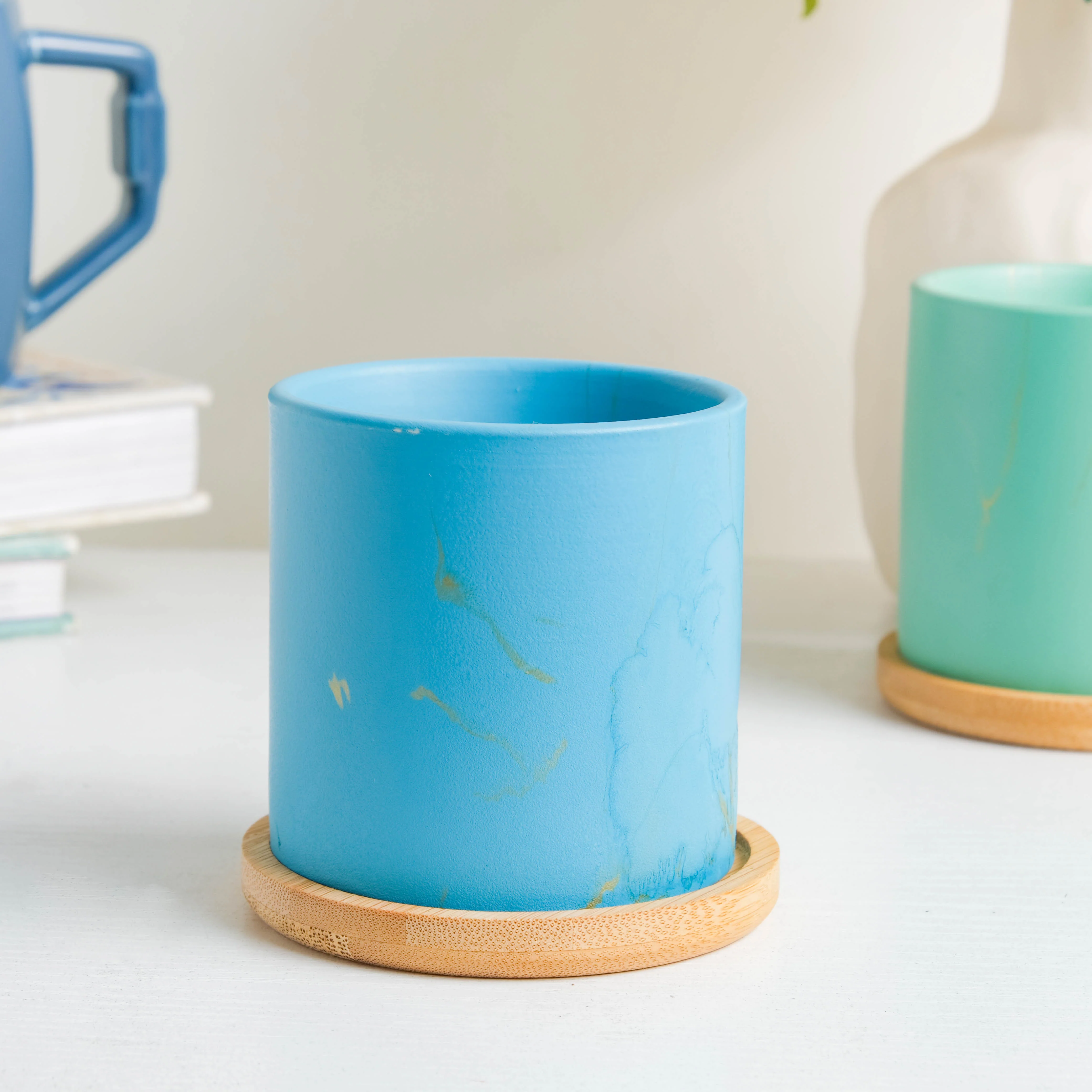 Summer Blue Planter With Coaster - Image 3