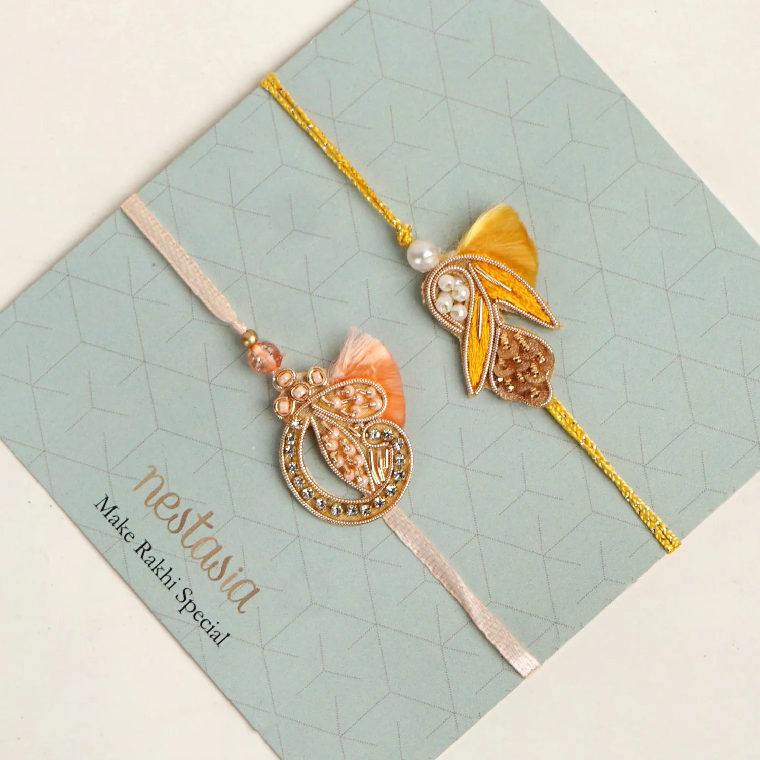 Sunshine Bloom Set Of 2 Rakhi Gift Set - Image 2