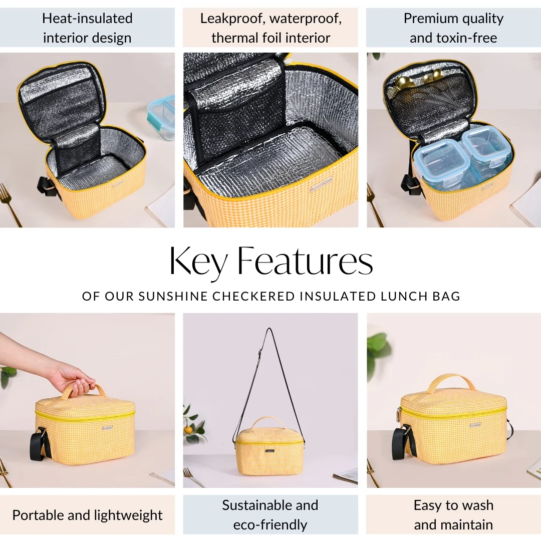Sunshine Checkered Insulated Lunch Bag - Image 5