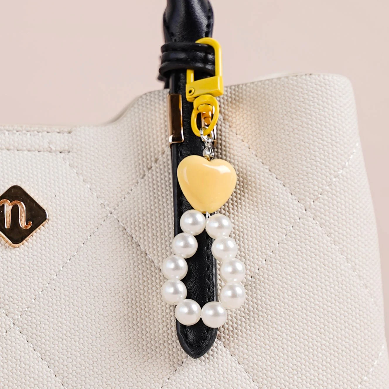 Sunshine Heart Keychain With Pearls - Image 7