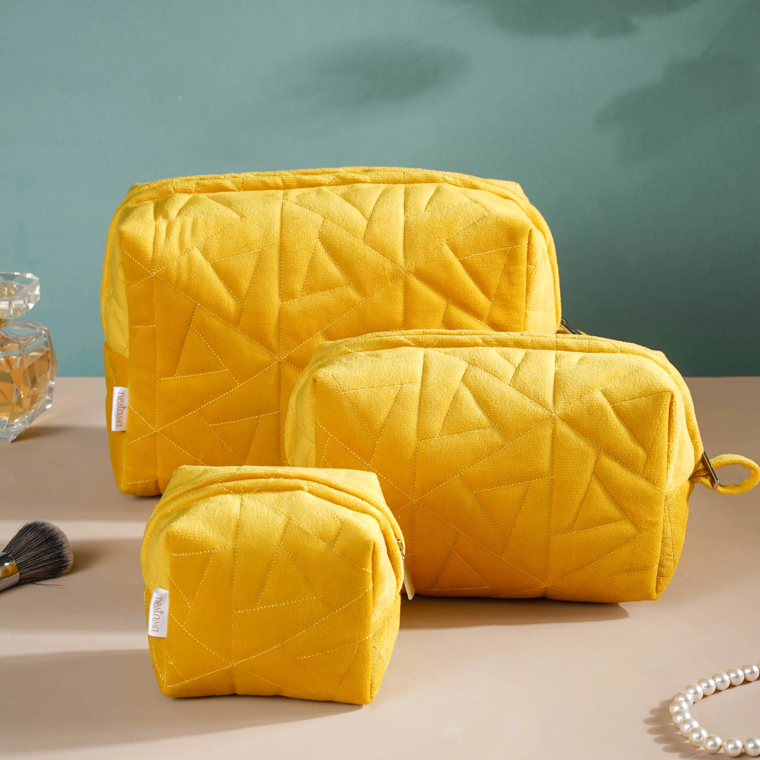 Sunshine Yellow Cosmetic Bag Set Of 3 - Image 10