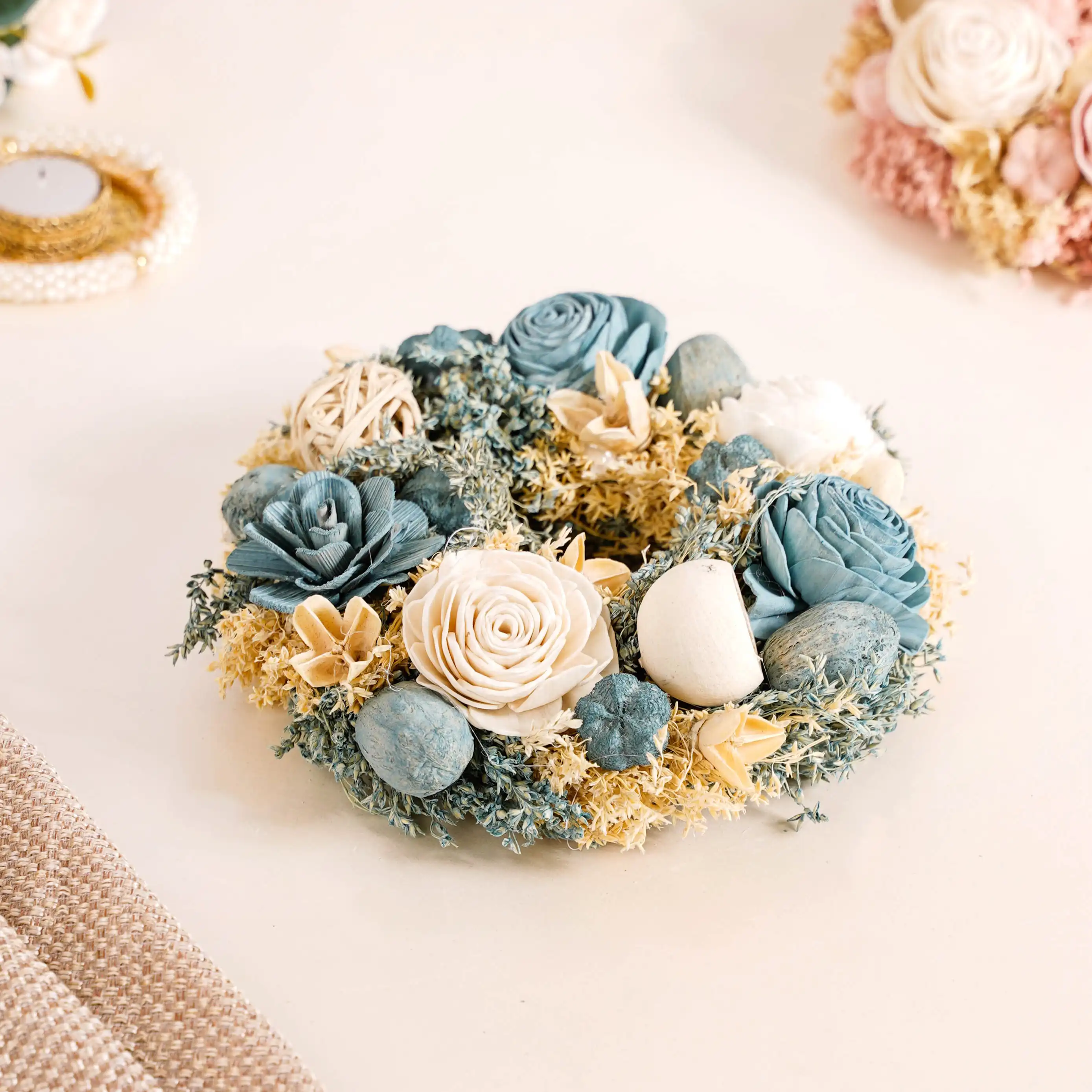Sustainable Floral Wreath Garland Blue - Image 11