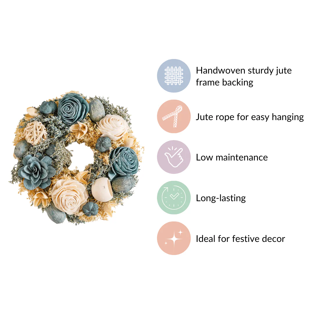Sustainable Floral Wreath Garland Blue - Image 5