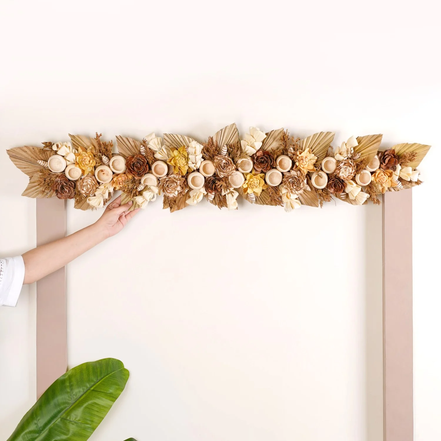 Sustainable Jute Wall Hanging Toran Shola Cups And Palm Spears - Image 2