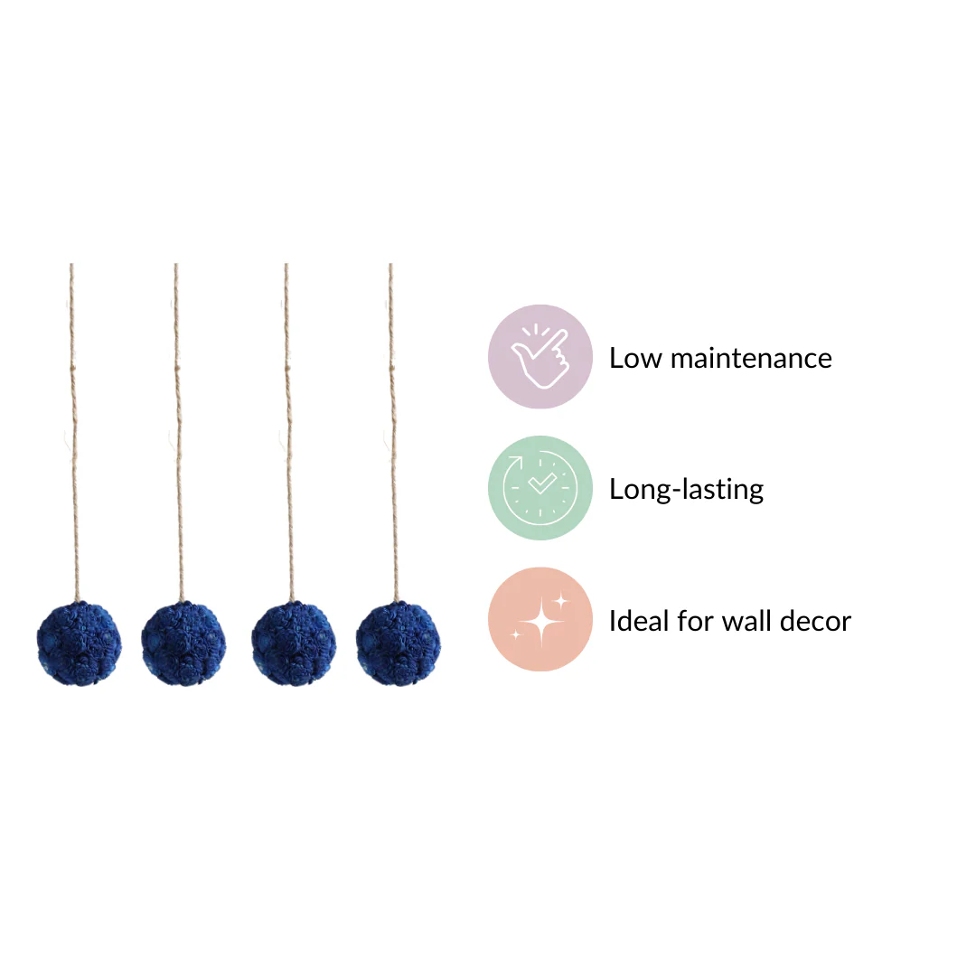 Sustainable Sola Blue Flower Ball Wall Hanging Set Of 4 - Image 6