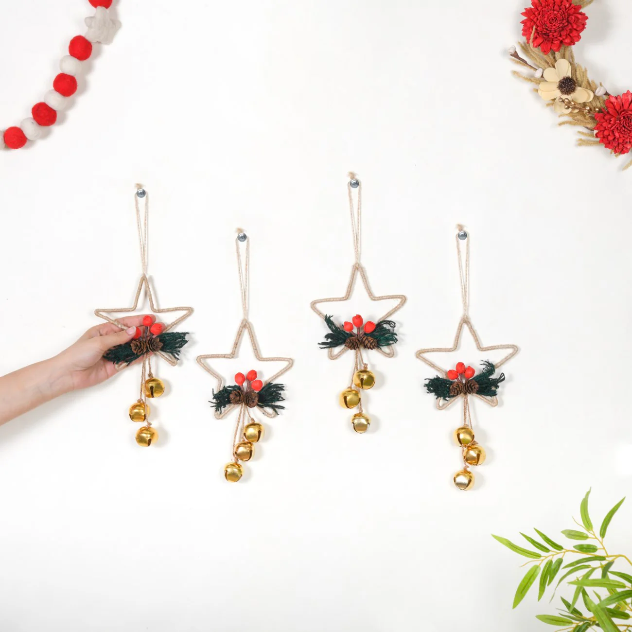 Sustainable Star Shaped Christmas Ornaments Set of 4 - Image 4