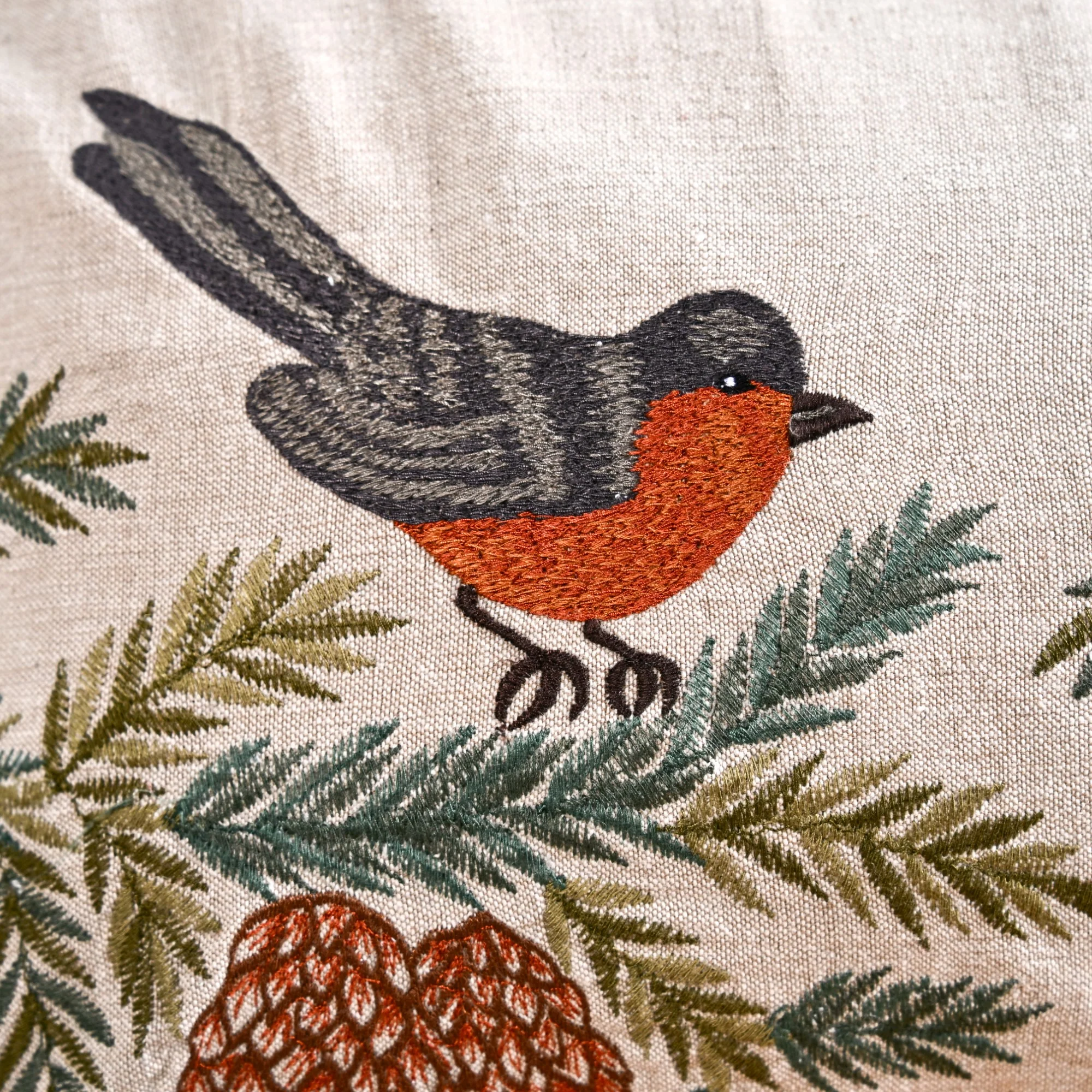 Swallows Perched On Pine Branches Cushion Cover 50x30cm - Image 2