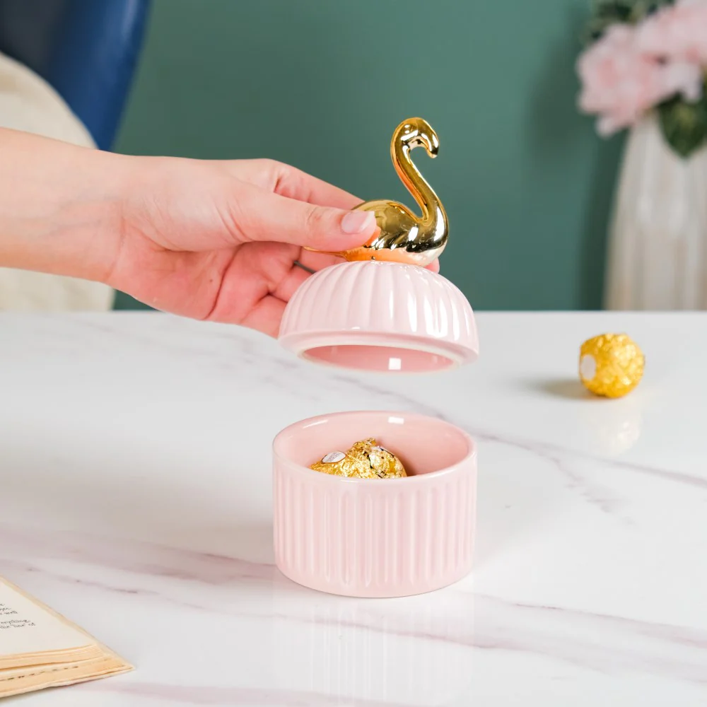 Swan Ceramic Canister Pink - Image 4