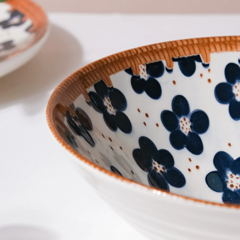 Sylvan Floral Patterned Ceramic Ramen Bowl 8 Inch 750 ml - Image 6