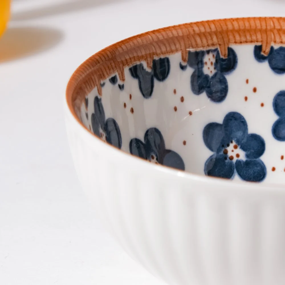 Sylvan Floral Patterned Ceramic Snack Bowl 4.5 Inch 250 ml - Image 6