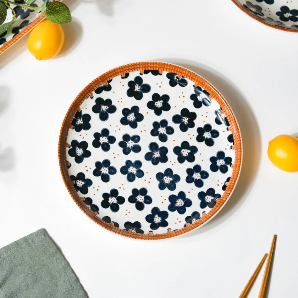 Sylvan Floral Patterned Ceramic Snack Plate 7.5 Inch - Image 4