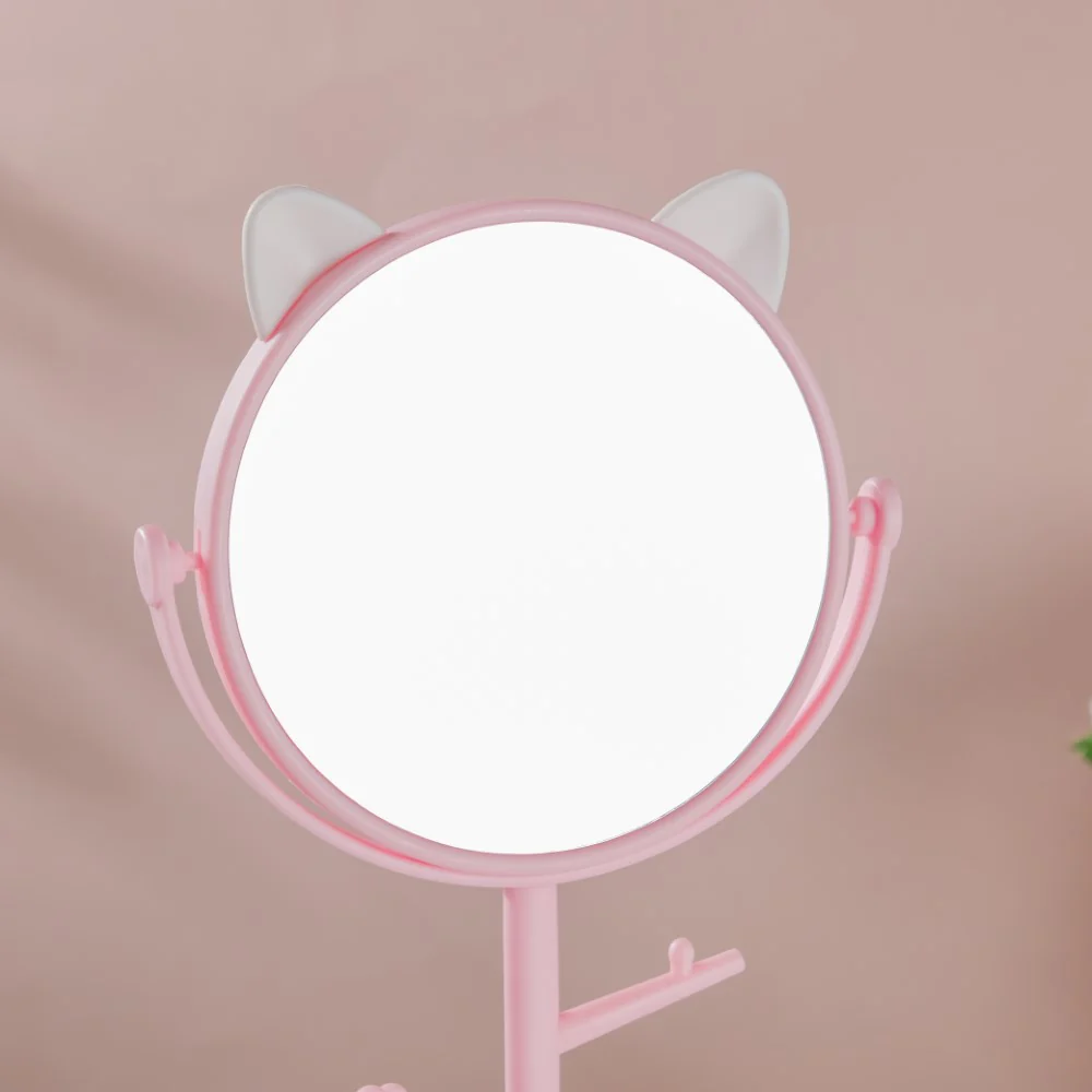 Tabletop Vanity Cat Mirror With Organizer Pink - Image 4