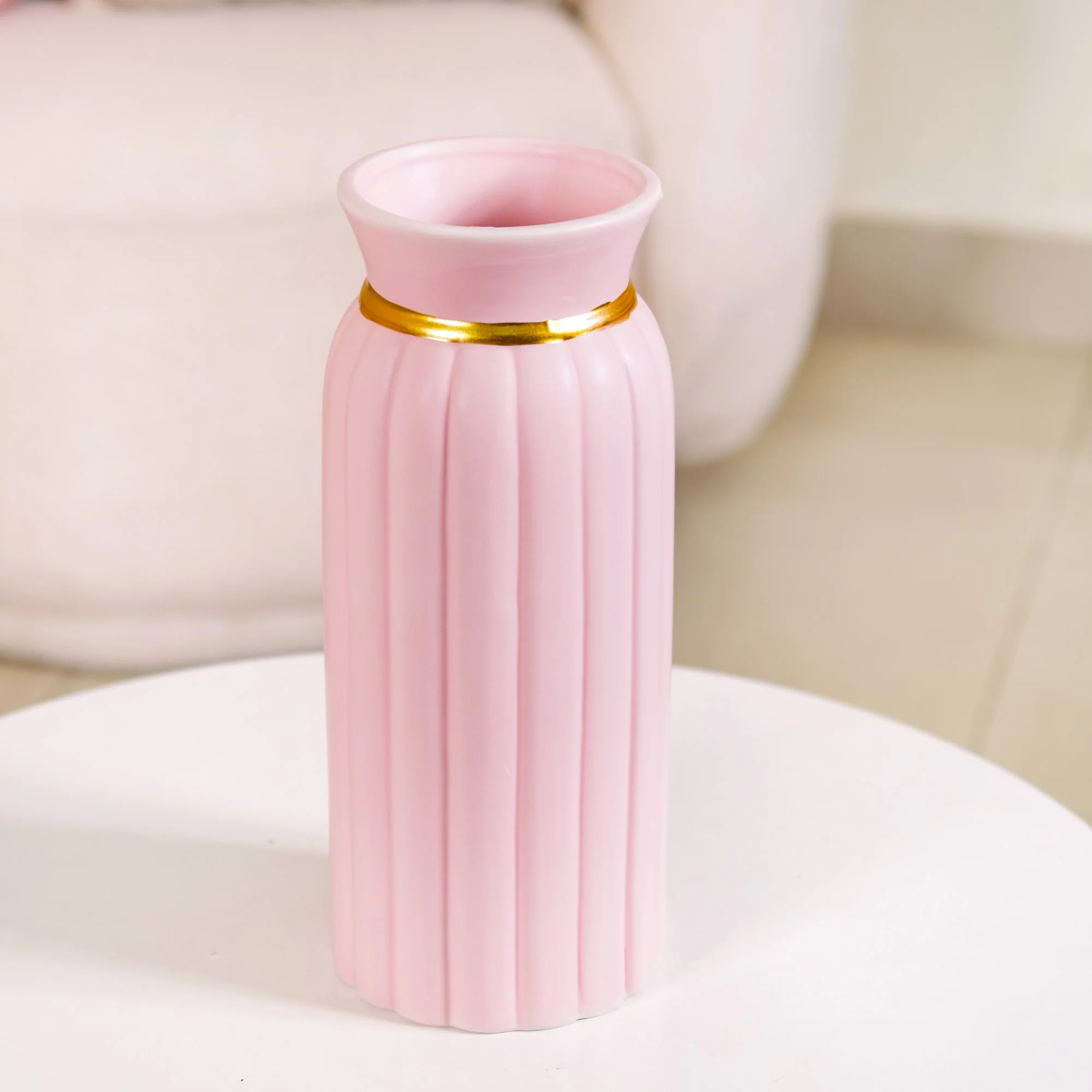Tall Ceramic Flower Vase Soft Pink - Image 6