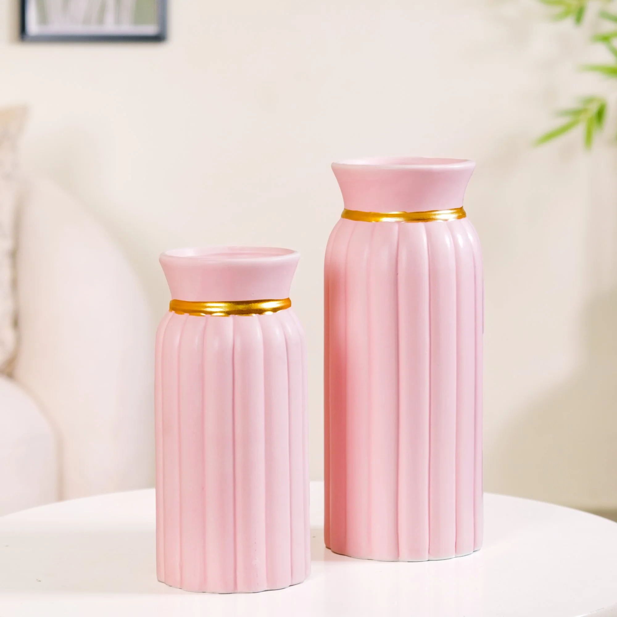 Tall Ceramic Flower Vase Soft Pink - Image 8