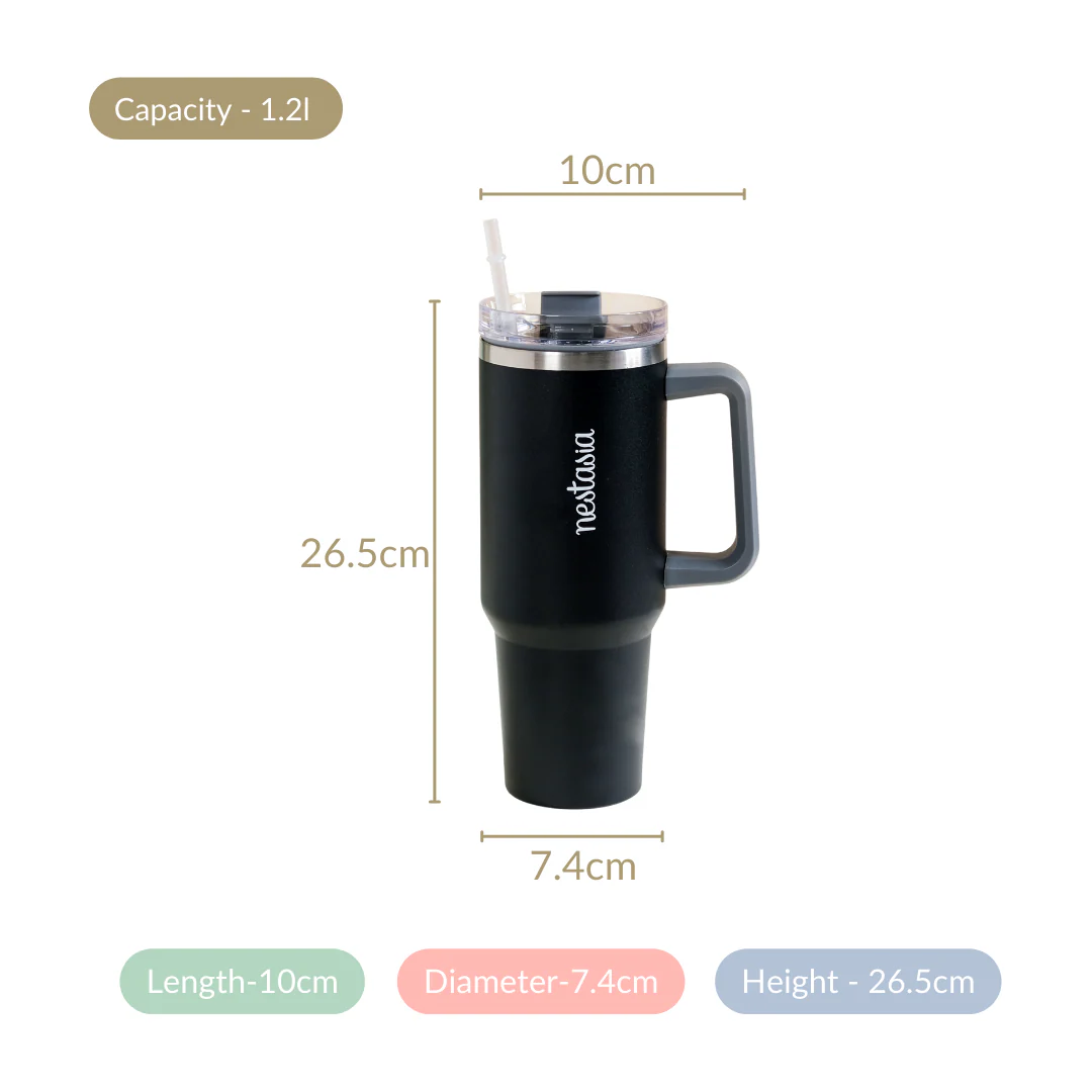 Tall Insulated Travel Water Bottle Leakproof Black 1200ml - Image 7