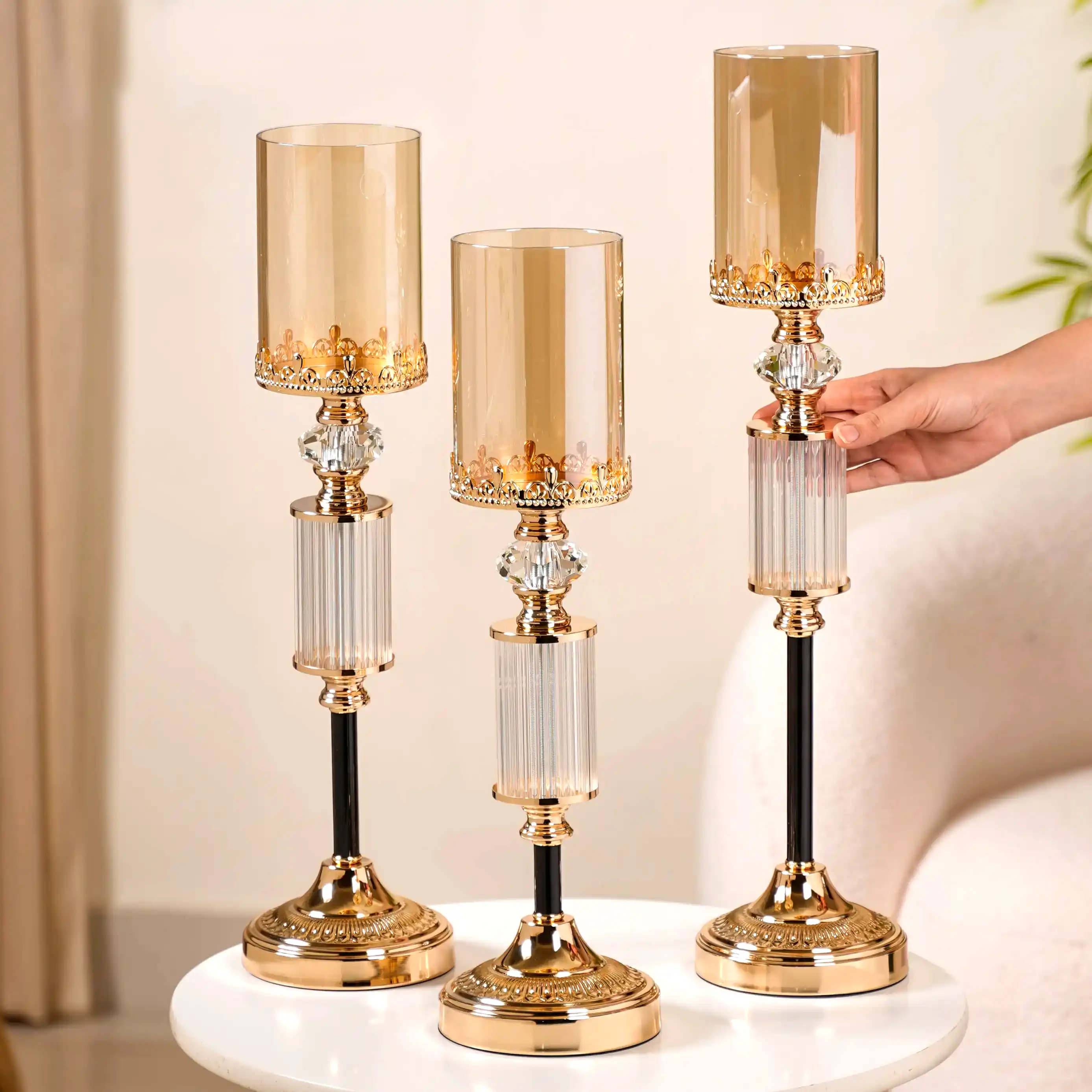 Tall Luxury Floor Candle Holder Set Of 3 - Image 5