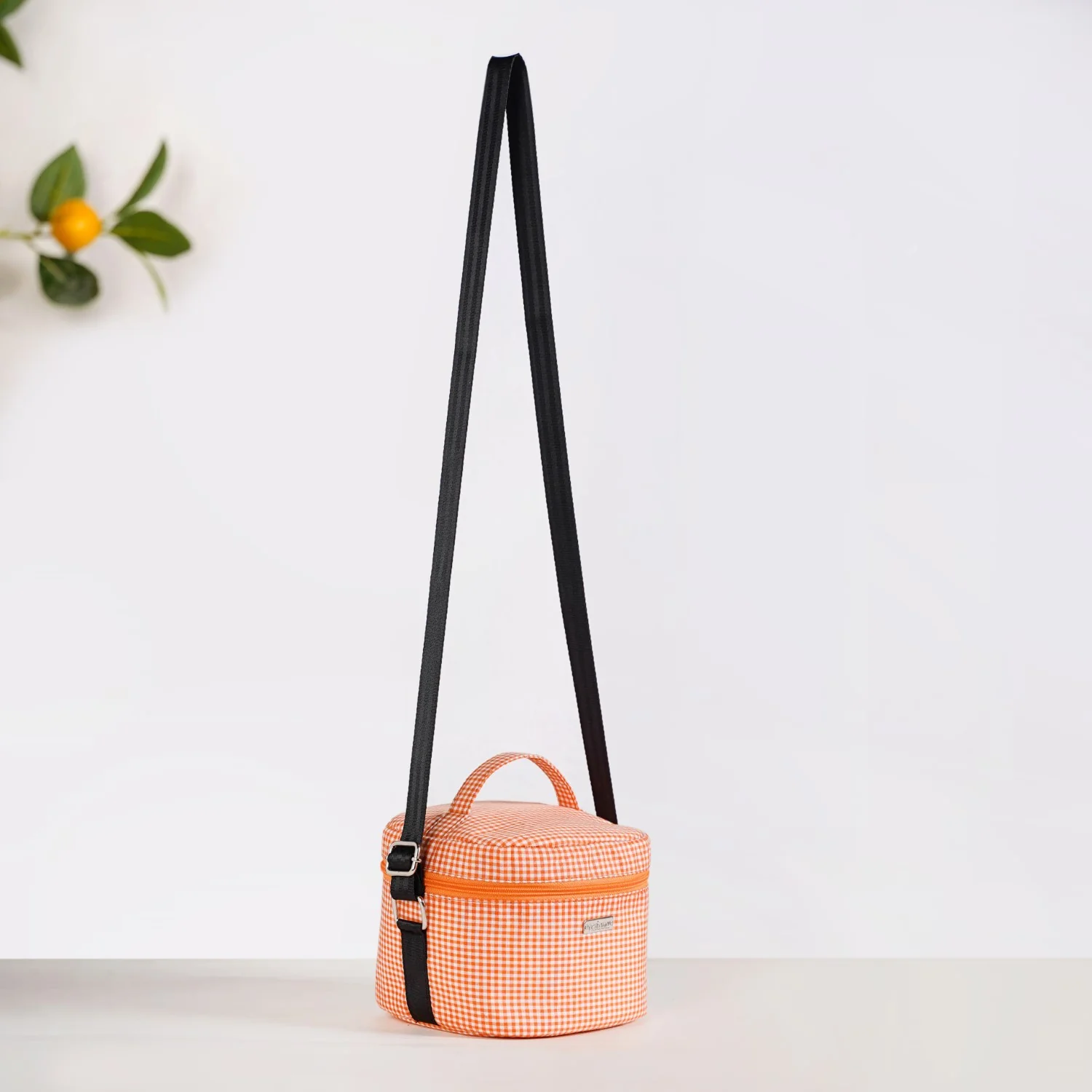 Tangerine Checked Lunch Bag With Insulation - Image 7